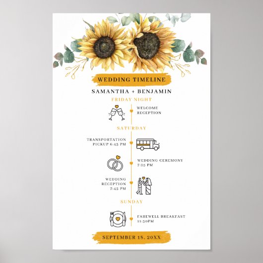 Eukalyptus Wedding Day Timeline Program Poster (Vorne)