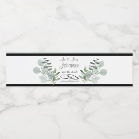 Eukalyptus Wedding Decor Wasser Flasche Etikett (Einzelnes Label)