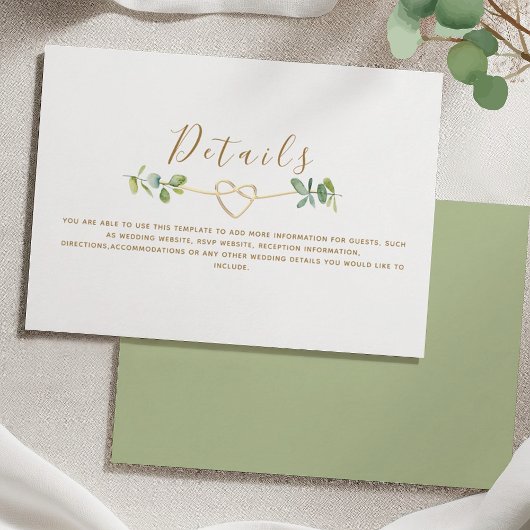 Eukalyptus Wedding Details Card Begleitkarte