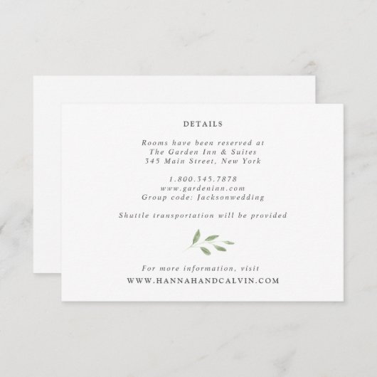 Eukalyptus Wedding Details Card Einladung (Vorne/Hinten)