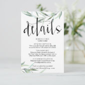 Eukalyptus Wedding Details Card Rustikal Begleitkarte (Stehend Vorderseite)