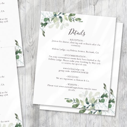 Eukalyptus Wedding Details Eintrittskarte