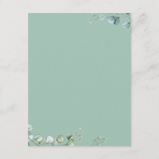 Eukalyptus Wedding Details Karte (Rückseite)