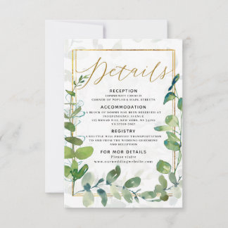 Eukalyptus Wedding Details Karte