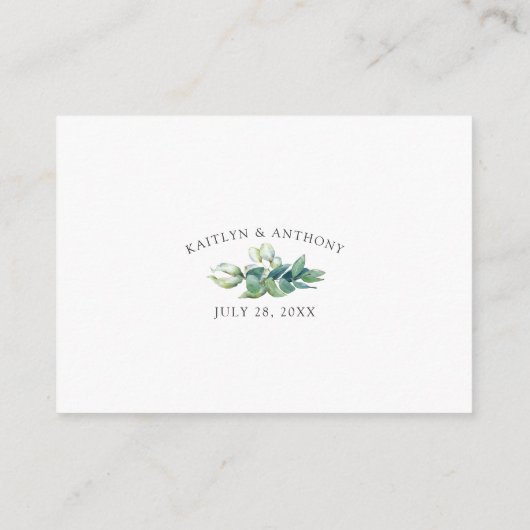 Eukalyptus Wedding Details zur Aquarellgrüne Begleitkarte (Rückseite)