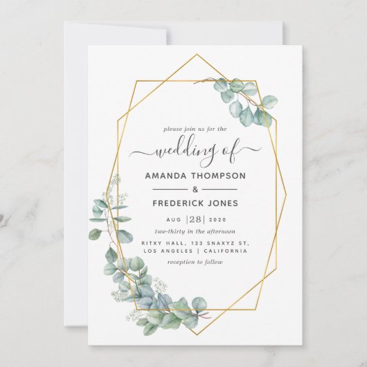 Eukalyptus Wedding Einladung (Vorderseite)