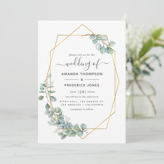 Eukalyptus Wedding Einladung (Stehend Vorderseite)