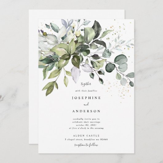 Eukalyptus Wedding Einladung (Vorne/Hinten)