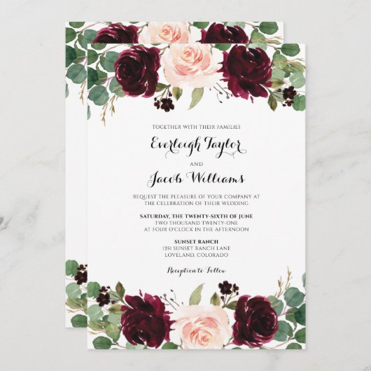 Eukalyptus Wedding Einladung (Vorne/Hinten)