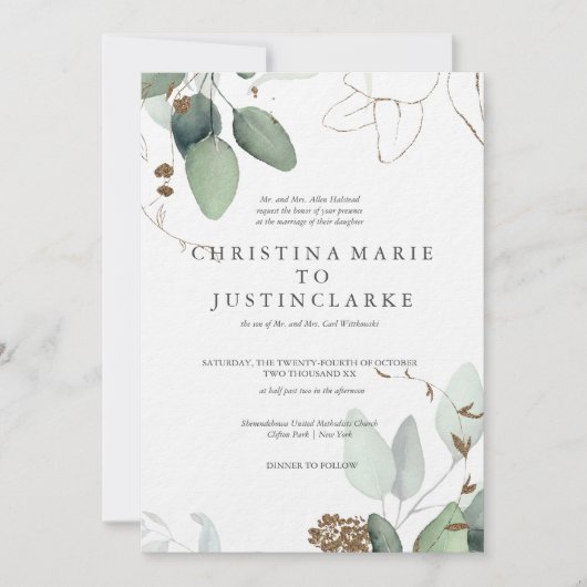 Eukalyptus Wedding Einladung (Vorderseite)