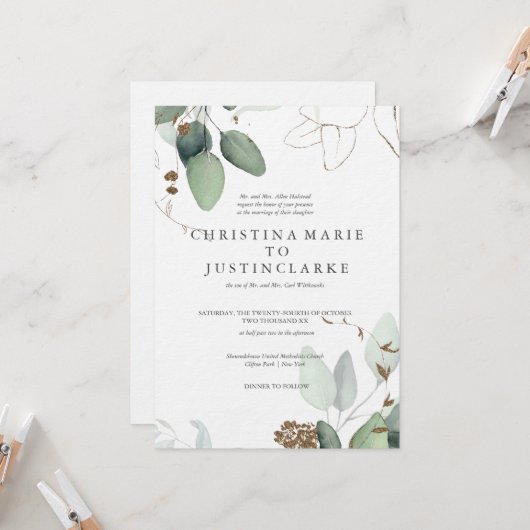 Eukalyptus Wedding Einladung (Vorderseite/Rückseite Beispiel)