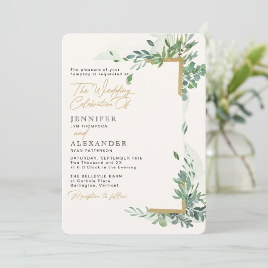 Eukalyptus Wedding Einladung (Stehend Vorderseite)