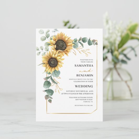 Eukalyptus Wedding Einladung (Stehend Vorderseite)