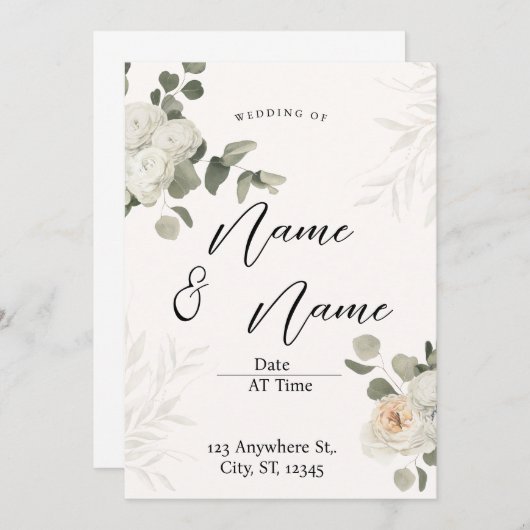 Eukalyptus Wedding Einladung (Vorne/Hinten)