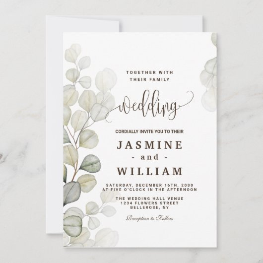 Eukalyptus Wedding Einladung (Vorderseite)