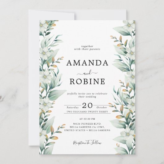 Eukalyptus Wedding Einladung (Vorderseite)