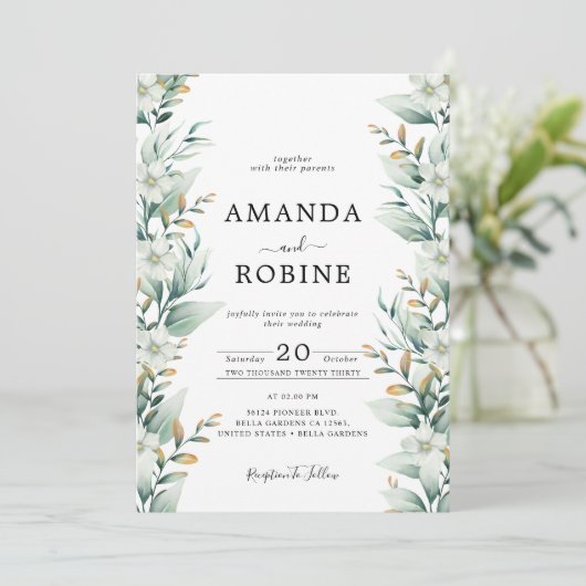 Eukalyptus Wedding Einladung (Stehend Vorderseite)