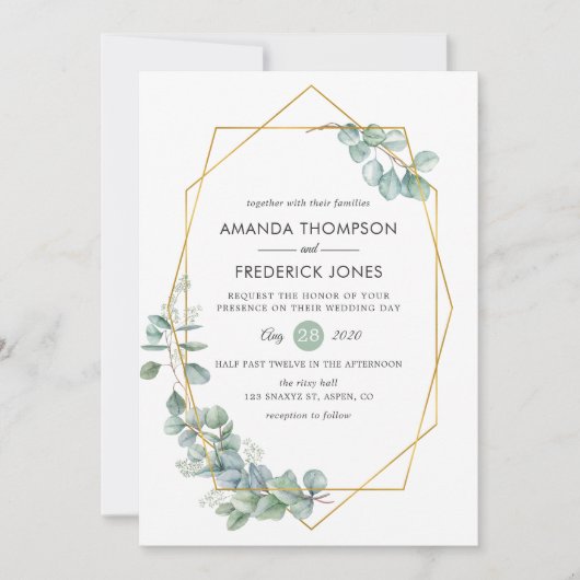 Eukalyptus Wedding Einladung (Vorderseite)
