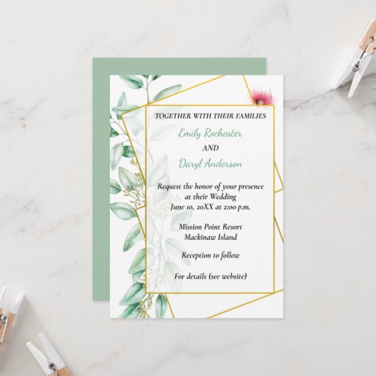 Eukalyptus Wedding Einladung (Vorderseite/Rückseite Beispiel)