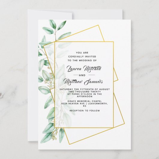 Eukalyptus Wedding Einladung (Vorderseite)