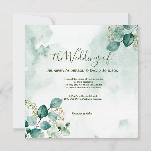 Eukalyptus Wedding Einladung (Vorderseite)