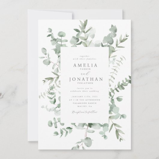 Eukalyptus Wedding Einladung (Vorderseite)