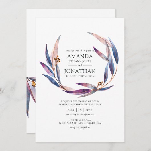 Eukalyptus Wedding Einladung (Vorne/Hinten)