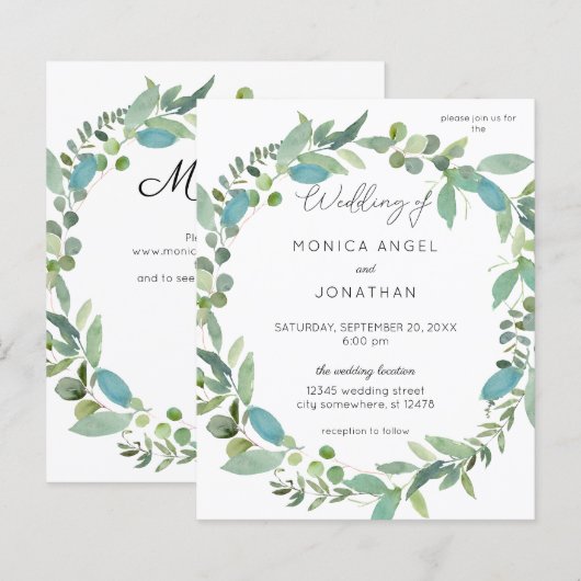 Eukalyptus Wedding Einladung (Vorne/Hinten)