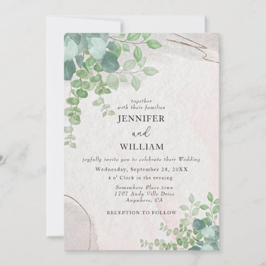 Eukalyptus Wedding Einladung (Vorderseite)
