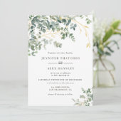 Eukalyptus Wedding Einladung für moderne Wasserfar (Stehend Vorderseite)