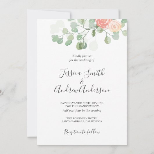 Eukalyptus Wedding Einladung Rustikale Vegetation  (Vorderseite)