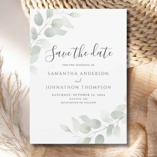 Eukalyptus Wedding Flat Save the Date Card