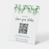 Eukalyptus Wedding Foto Album QR Code Begrüßung Sockelschild (Vorderseite)