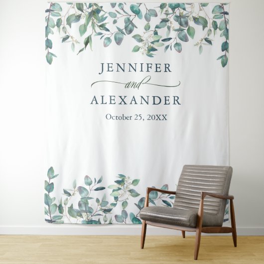 Eukalyptus Wedding Foto Booth Hintergrund Wandteppich (Beispiel)