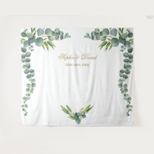 Eukalyptus Wedding Foto Booth Lush Watercolor Wandteppich
