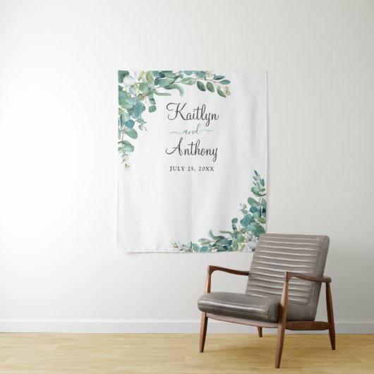Eukalyptus Wedding Foto Booth Wandteppich (Beispiel)
