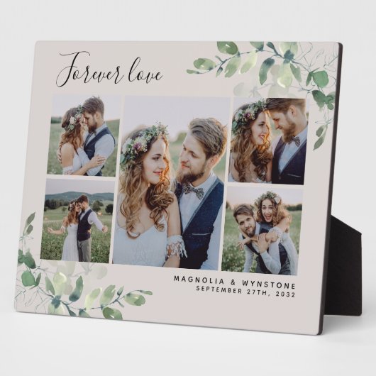 Eukalyptus Wedding Foto Collage Keepake Fotoplatte (Seite)