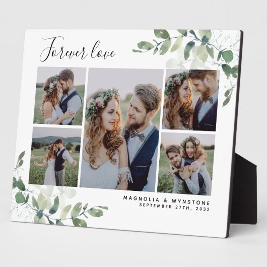 Eukalyptus Wedding Foto Collage Keepake Plaque Fotoplatte (Seite)