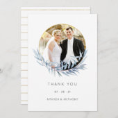 Eukalyptus Wedding-Foto Dankeskarte (Vorne/Hinten)