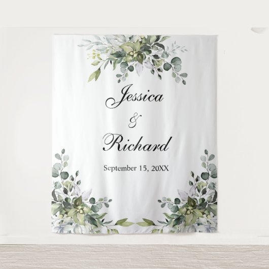 Eukalyptus Wedding Foto Hintergrundband Wandteppich (Vorderseite)
