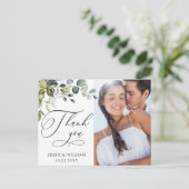 Eukalyptus Wedding Foto Vielen Dank Postkarte (Stehend Vorderseite)