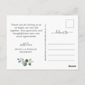 Eukalyptus Wedding Foto Vielen Dank Postkarte (Rückseite)