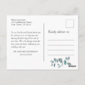 Eukalyptus Wedding Foto Vielen Dank Postkarte (Rückseite)