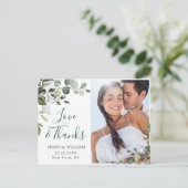 Eukalyptus Wedding Foto Vielen Dank Postkarte (Stehend Vorderseite)