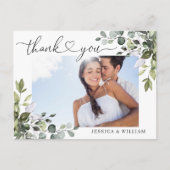 Eukalyptus Wedding Foto Vielen Dank Postkarte (Vorderseite)