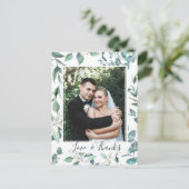 Eukalyptus Wedding Foto Vielen Dank Postkarte (Stehend Vorderseite)