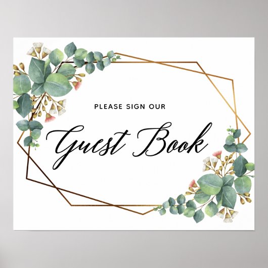 Eukalyptus Wedding Gästebuchzeichen Poster (Vorne)