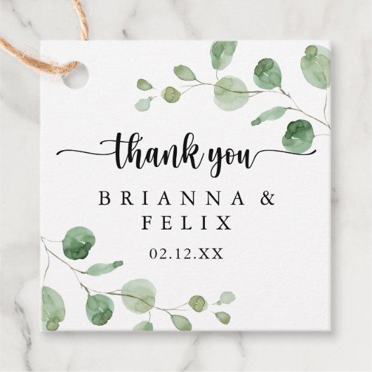 Eukalyptus Wedding Geschenkanhänger (Vorderseite)