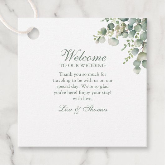 Eukalyptus Wedding Geschenkanhänger (Vorderseite)