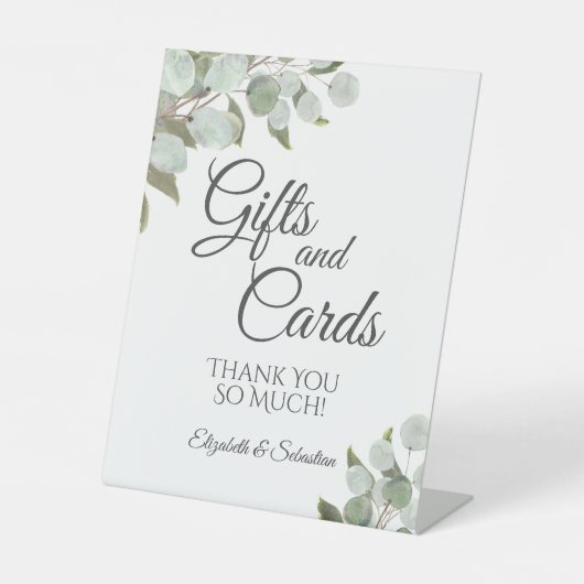 Eukalyptus Wedding Gifts & Cards Sockelschild (Vorderseite)